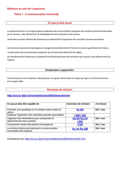 Exercices De Remédiation Svt 6Ème Alimentation 6eme Pdf Cours