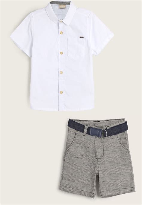 Conjunto Infantil P S Manga Curta Milon Cinto Branco Compre