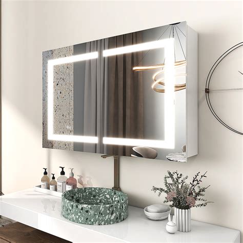 Recessed Or Surface Mount Frameless Medicine Cabinet W Led Light