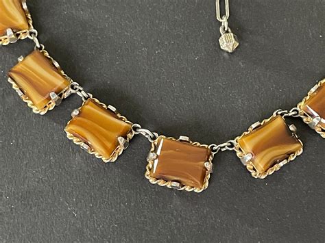 Vintage Sphinx Banded Glass Faux Tigers Eye Brown Riviere - Etsy