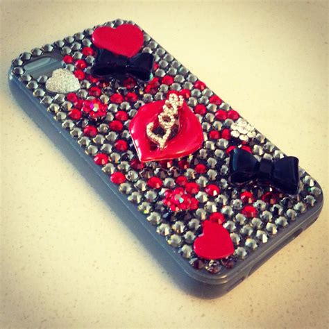 Swarovski Black Diamond Crystal Iphone 4 4s Case With Love Lips And Bows Icedaddiction Etsy