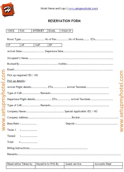 Hotel Reservation Enquiry Form Sample