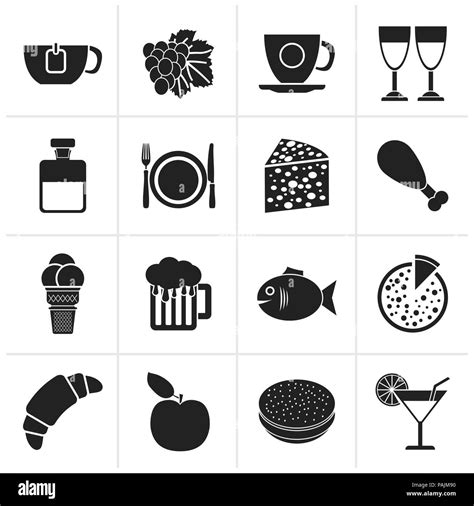 Black Food, Drink and beverage icons - vector icon set Stock Vector ...