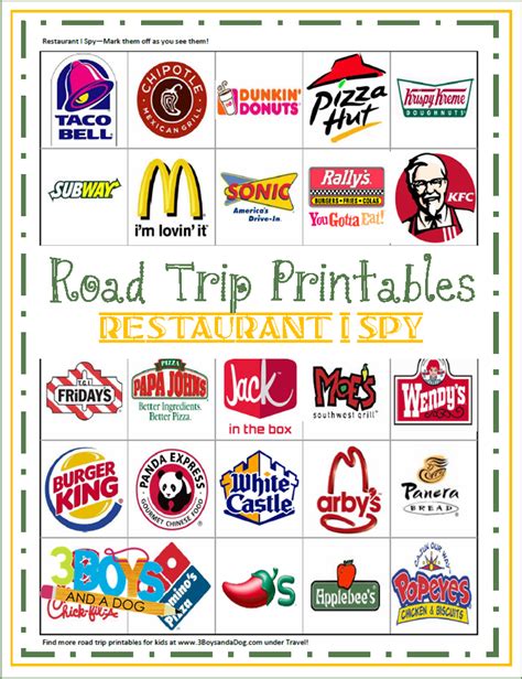 Road Trip Printable Games