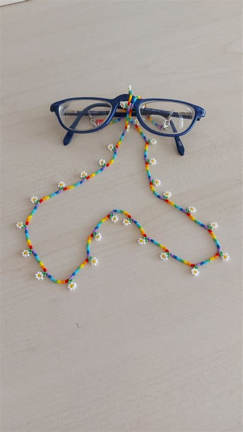 Rainbow Eyeglass Chain Rainbow Sunglasses Necklace Daisy Eyeglass Chain Daisy Beaded Eyeglass