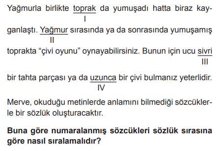 5 Sınıf Türkçe Sözcükte Anlam Testi Çöz