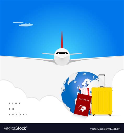 Airplane With Passport And Ticket For Background Vector Image