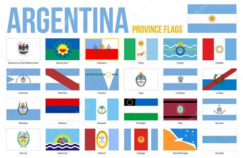 Banderas de la Provincia de Argentina Vector Illustration on White ...