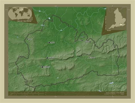 Surrey England Great Britain Wiki Labelled Points Of Cities Stock
