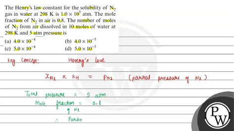 The Henrys Law Constant For The Solubility Of Mathrm{n} {2} Gas