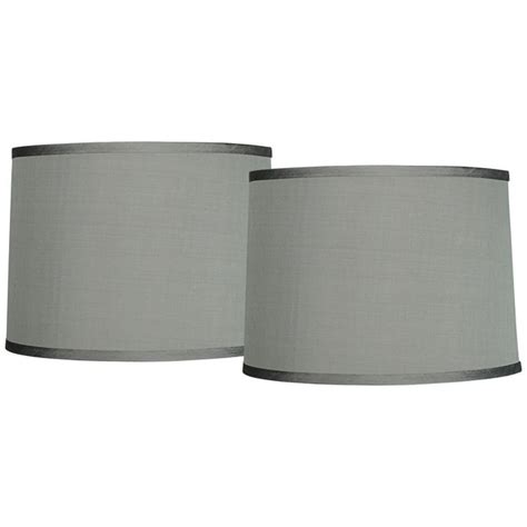 Springcrest Set Of 2 Drum Lamp Shades Gray Medium 13 Top X 14 Bottom X 10 High Spider With