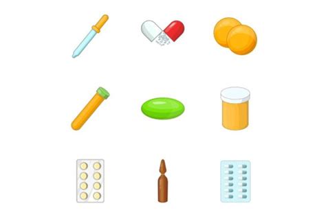 Medicines Icons Set Cartoon Style Graphic By Ylivdesign · Creative Fabrica