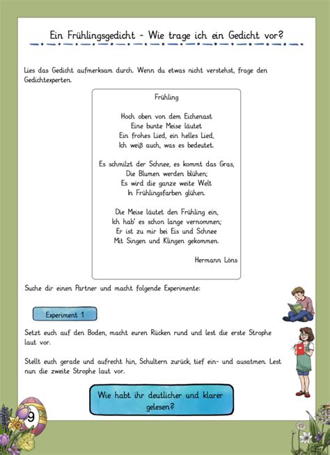 Gedicht 1 Klasse Frühling Ein Gedicht Zum Fruhling Ein Arbeitsblatt