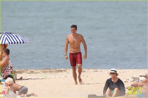 Orlando Bloom Goes Shirtless In Low Riding Trunks At The Beach Photo