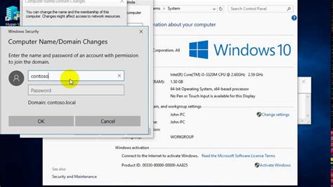 How To Join A Windows 10 Pc To A Domain Youtube
