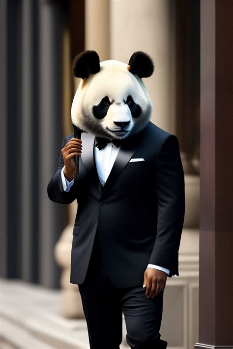 Lexica Panda Bear In Man In Black Piece Suit