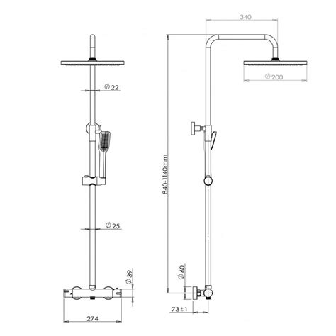 Pura Bathrooms Arco Dual Outlet Bar Valve Fixed Head