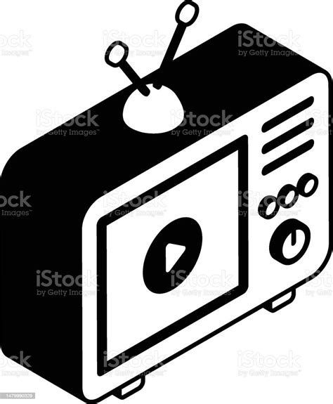 Retro Tv Set Isometric Concept Broadcasting Device Vector Outline Icon