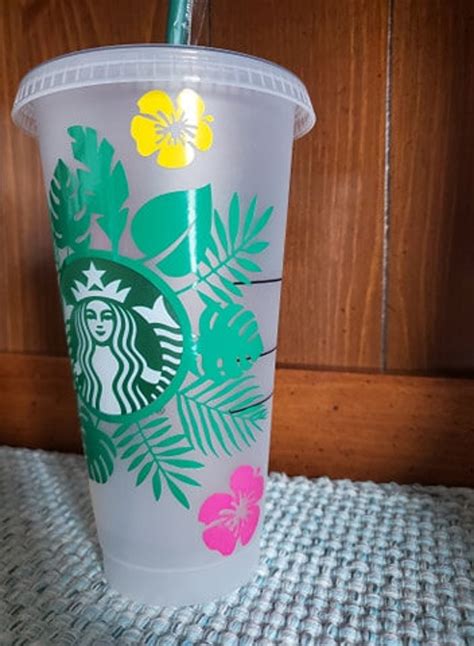 Hibiscus Starbucks Cup Hibiscus Flowers Decals Good Luck Etsy