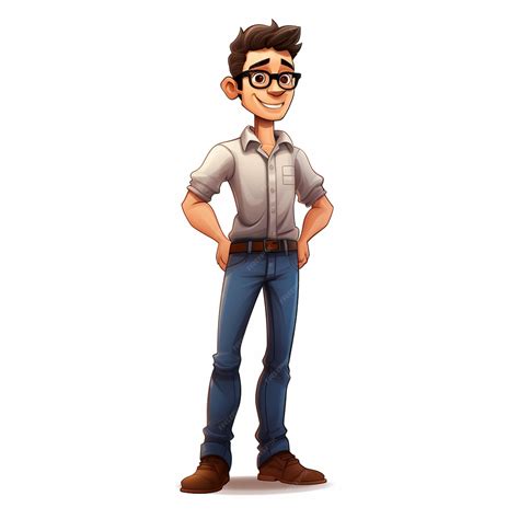 Premium Ai Image Cartoon Man In Glasses And A Shirt Standing With His