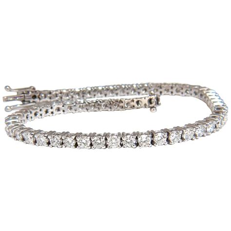 4 50 Carat Natural Diamonds Tennis Bracelet 14 Karat F G For Sale At