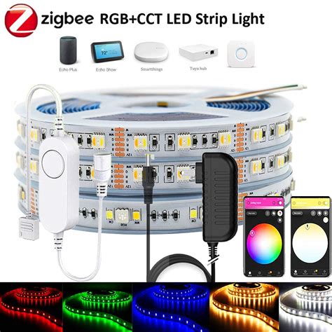 ZIGBEE 3 0 컨트롤러 스마트 5050 RGBCCT RGB W CW LED 스트립 밴드 라이트 키트 투야 스마트