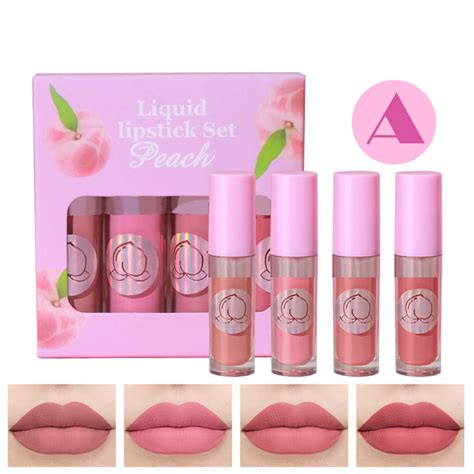 Lipstick For Women 4 Pack Fruit Lip Gloss Set Girl Box Velvet Long