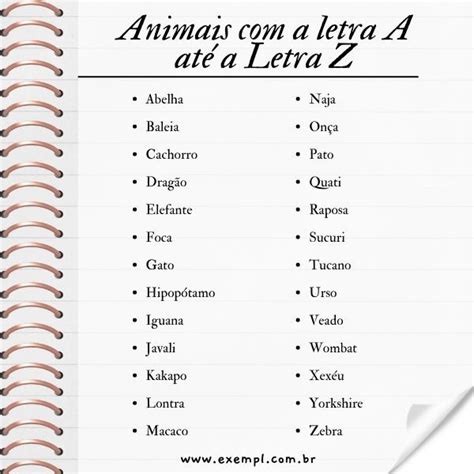 100 Animais a letra A até a Letra Z