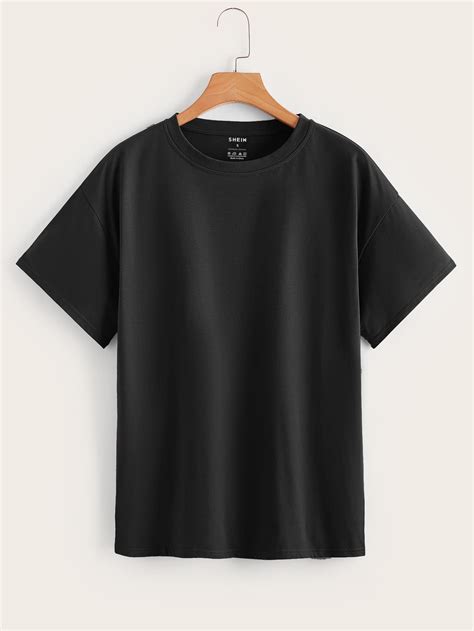 Solid Drop Shoulder Tee Oversized Black T Shirt Black Tee Shirts