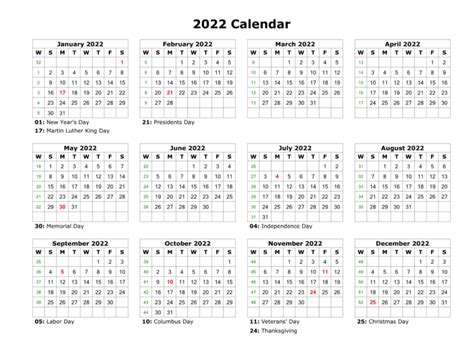 Free Printable Calendar 2022 Templates - Yearly Calendars