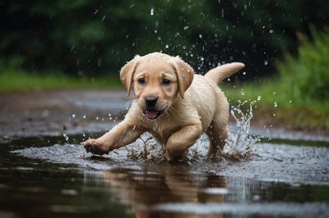 Premium Photo Puppy Playing In A Mud Puddle Censored Image
