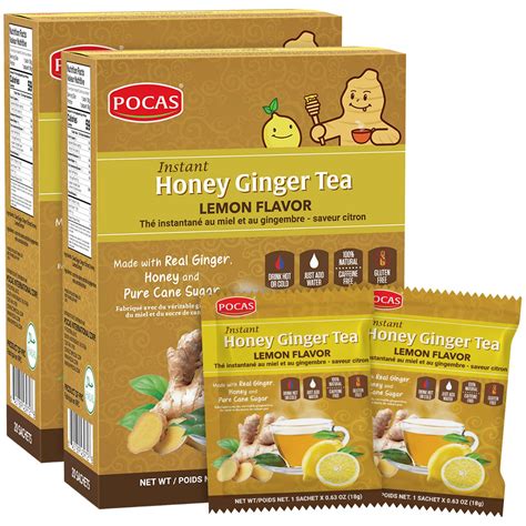 Pocas Honey Ginger Tea Paquetes de té instantáneo en polvo con limón