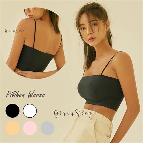 Jual Gs Tanktop Crop Bralette Bra Kemben Crop Top Tali Tipis Bahan