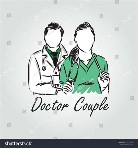 Doctor Couple Flat Oulined Vector Design Stock Vector (Royalty Free ...