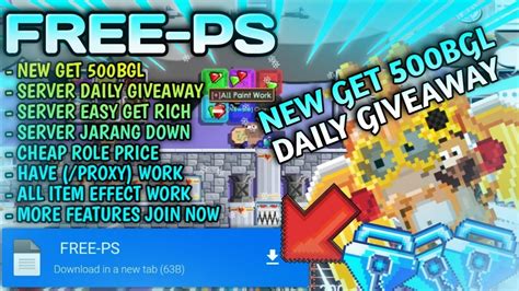 Daily Online Server Daily Giveaway Free Ps Growtopia