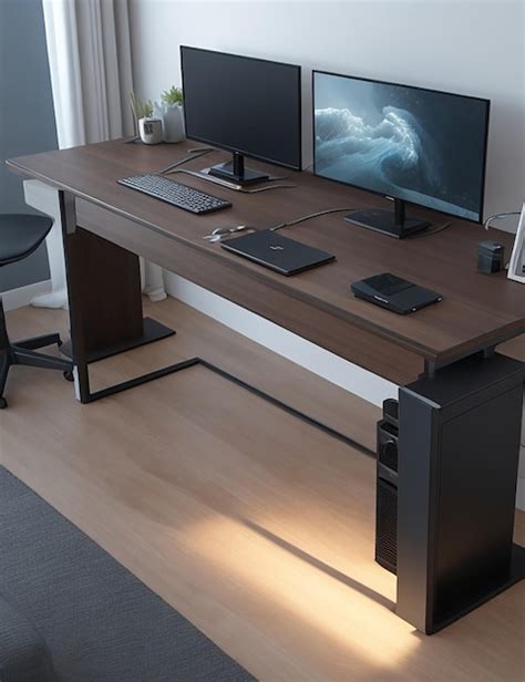 Premium Ai Image A Futuristic Pc Table Where Minimalist Elegance