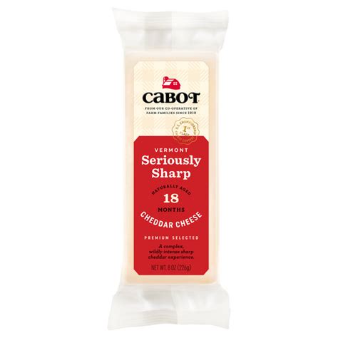 Save On Cabot Aged 18 Months Vermont Cheddar Cheese Seriously Sharp