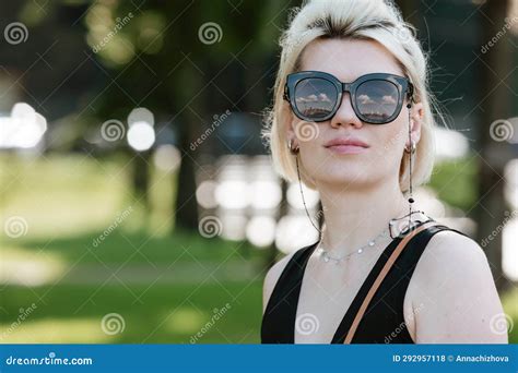 Young Attractive Girl Happy Positive Smile Wear Sunglass Summer Nature