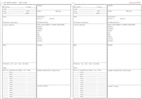 Nurse Brain Sheet Med Surg