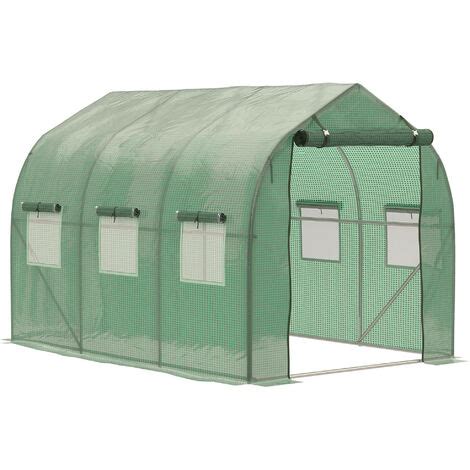 Outsunny X M Walk In Polytunnel Greenhouse Galvanised Steel W