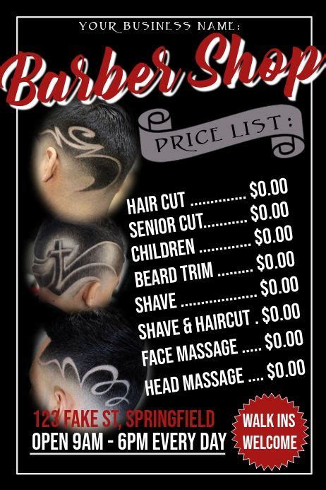 Barber Price List Template Atelier Yuwa Ciao Jp