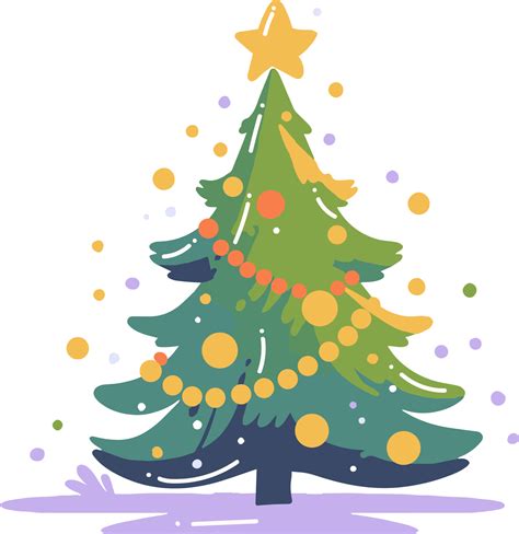 Hand Drawn Christmas Tree In Flat Style 27119369 PNG