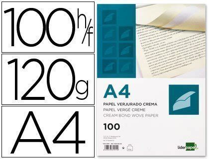 PAPEL VERJURADO LIDERPAPEL CREMA A4 100 H 120 G Oca Didó