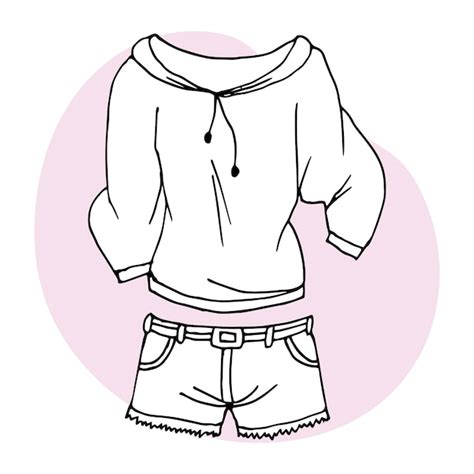 Esquema De Ropa Blusa Y Pantalones Cortos De Mujer Dibujo Lineal A