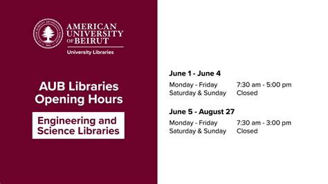 Aub Libraries On Twitter Aublibraries Schedule From June Till