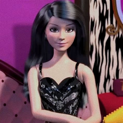 A Barbie Doll Standing In Front Of A Bed