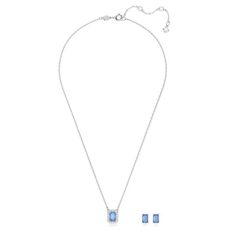 Millenia Set Octagon Cut Blue Rhodium Plated Swarovski