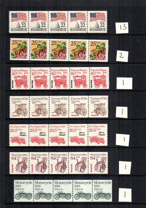 United States 7 MNH Plate Number Strips United States General Issue