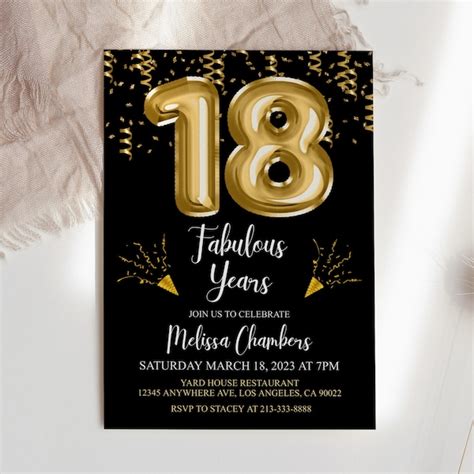 18th Birthday Invite Etsy