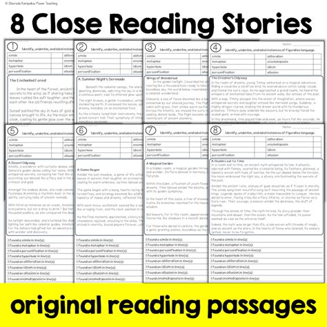 Figurative Language Worksheets Posters ~ Close Reading For Grades 4 8